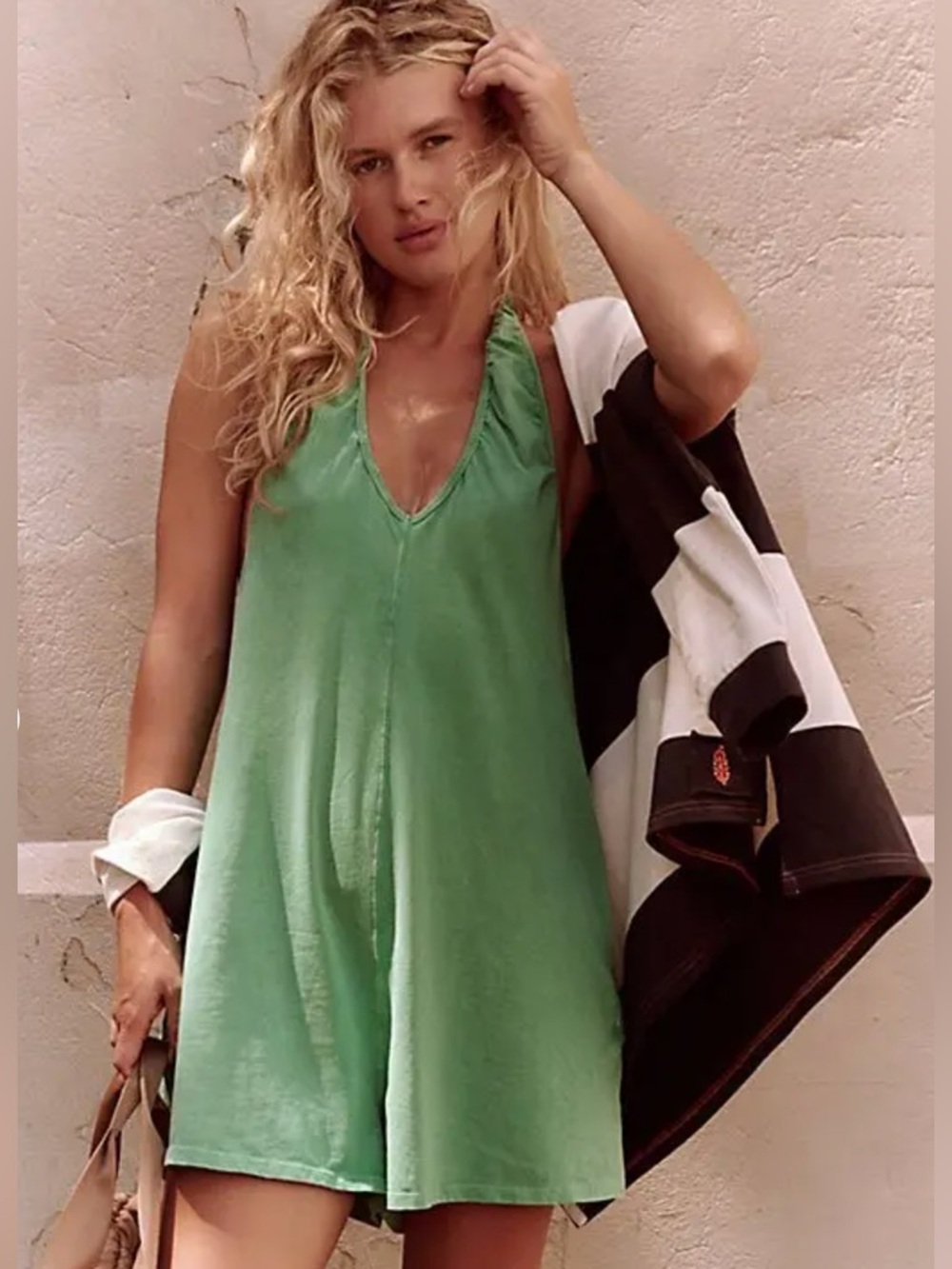 NEW Free People x FP Movement Hot Shot Halter Romper in Kelly Green